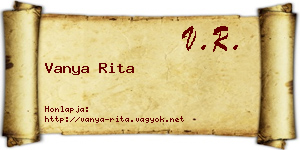 Vanya Rita névjegykártya