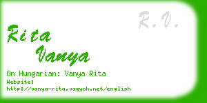 rita vanya business card